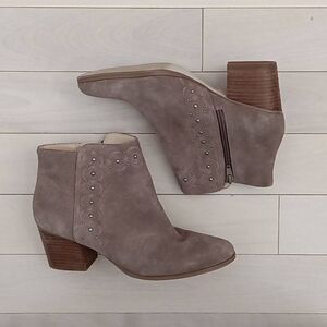 Sole Society Women's Suede Stud-Embellished Side Zipper Ankle Boots Brown Size 8